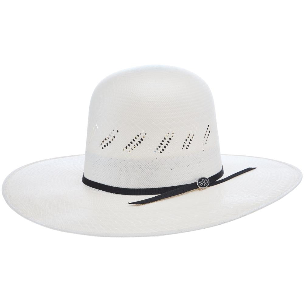 Shibahue Hats 20X Ivory Shantung 4 1/4 Inch Brim Open Crown Black Band