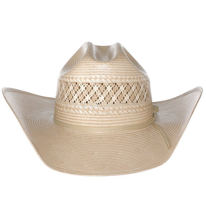 Shibahue Hats Co Two Tone Vented Ivory and Tan Rancher Crease Straw Hat