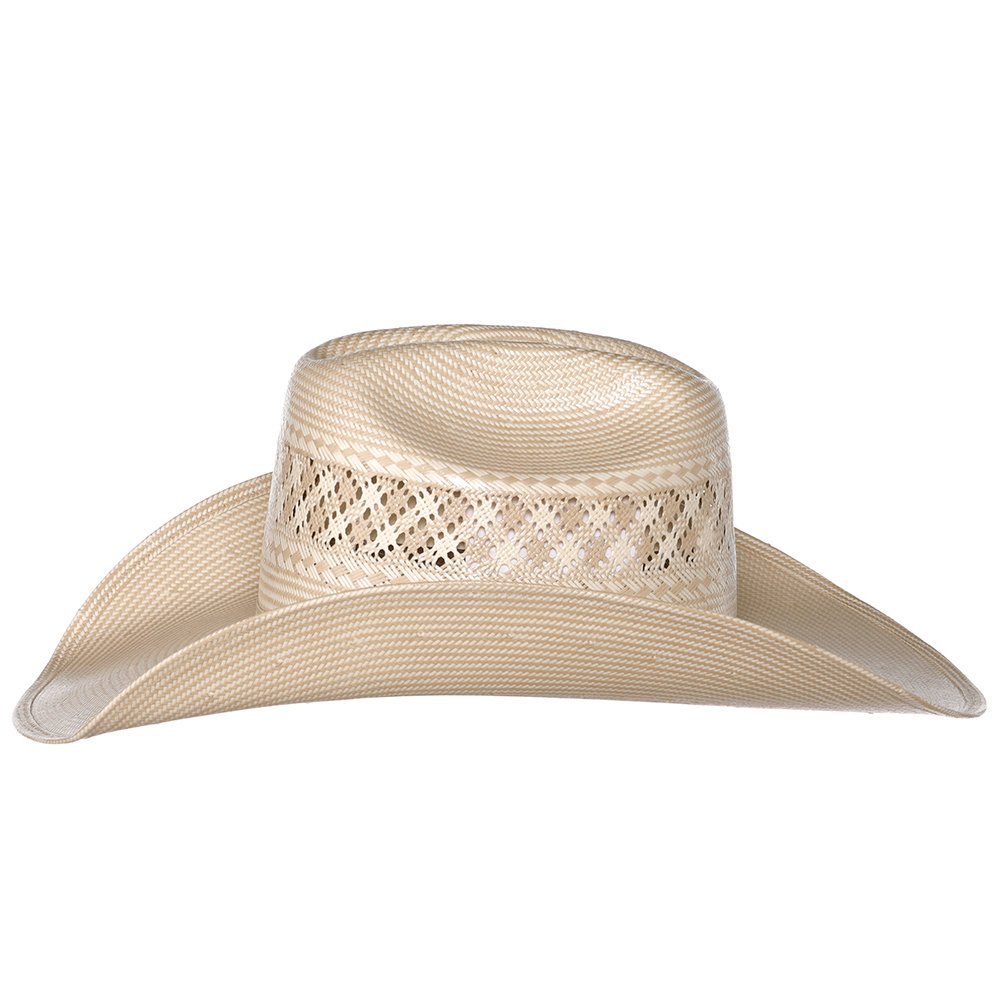 Shibahue Hats Co Two Tone Vented Ivory and Tan Rancher Crease Straw Hat