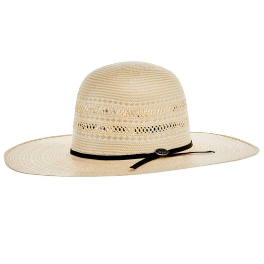 Shibahue Hats 20X Two Tone Double Row Vent 4 1/2 Inch Brim Open Crown Straw Cowboy Hat