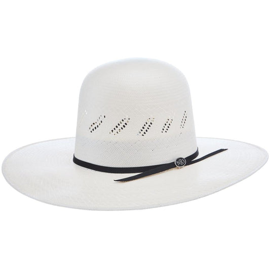 Shibahue Hats 20X Ivory Shantung 4 1/4 Inch Brim Open Crown Black Band