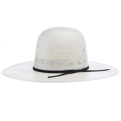 King Ivory The Arrow Shantung 4 1/4in Brim Leather Sweat Straw Hat
