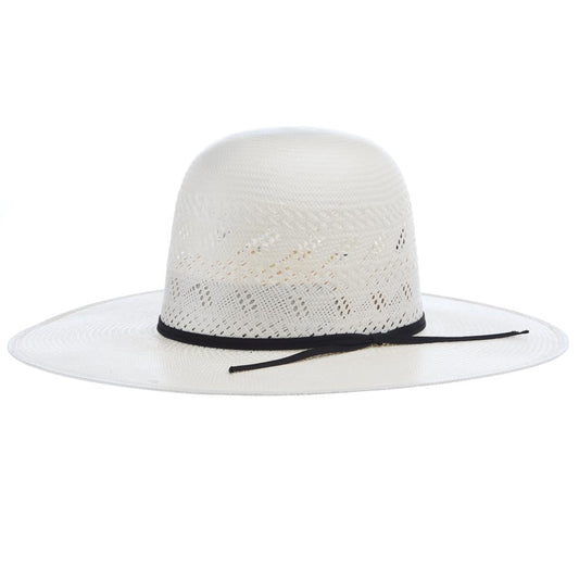 King Ivory The Arrow Shantung 4 1/4in Brim Leather Sweat Straw Hat