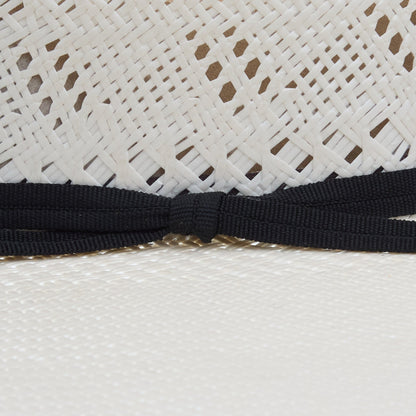 King Ivory The Arrow Shantung 4 1/4in Brim Leather Sweat Straw Hat